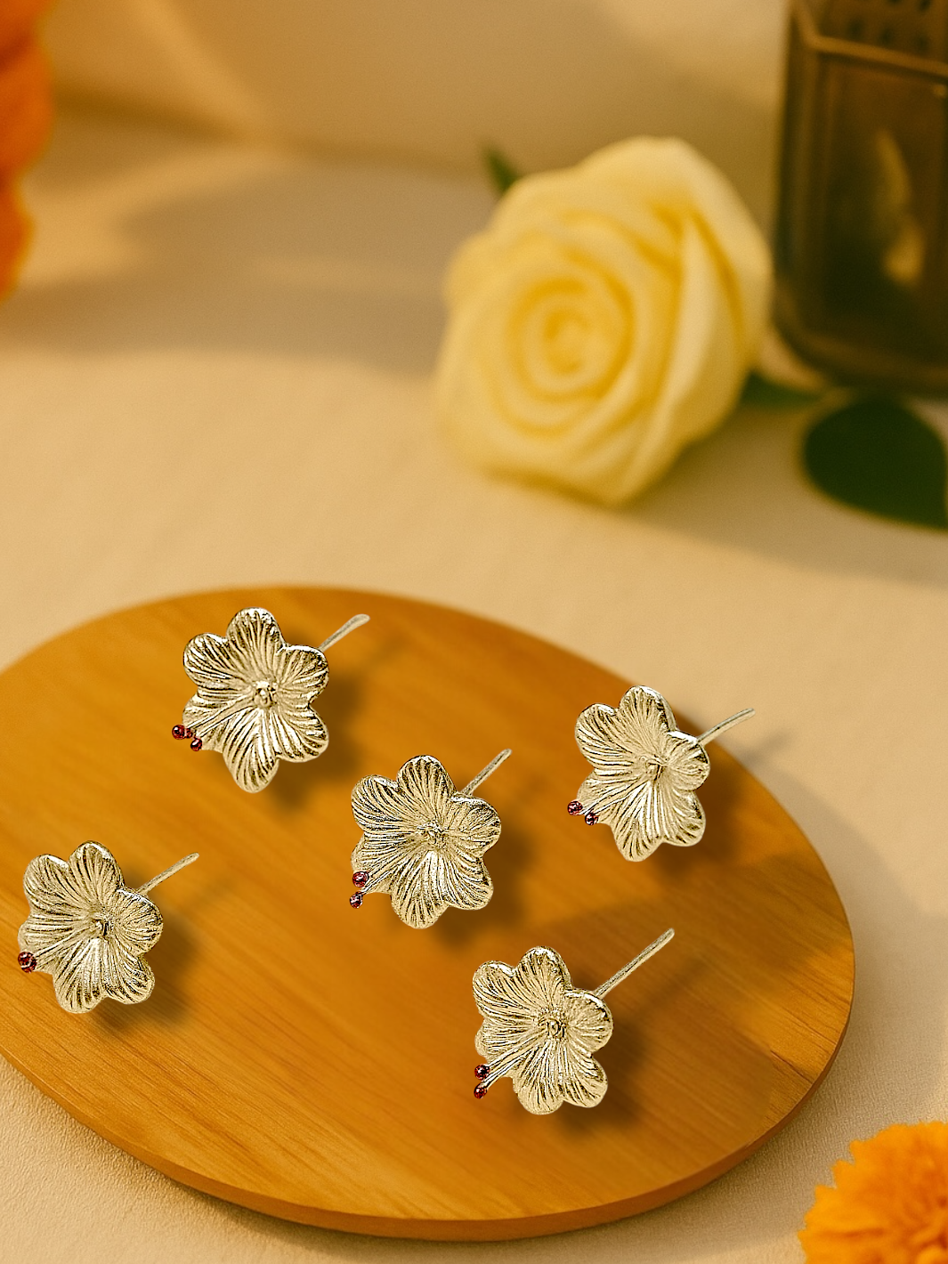 Silver Jaswand / Hibiscus Flower (5 Pieces)