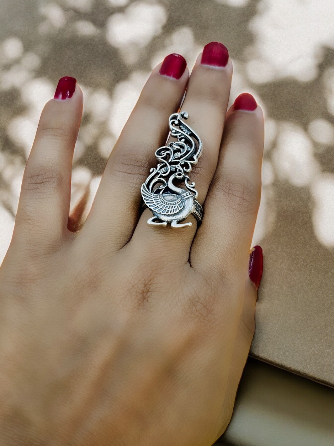 Silver Peacock Ring