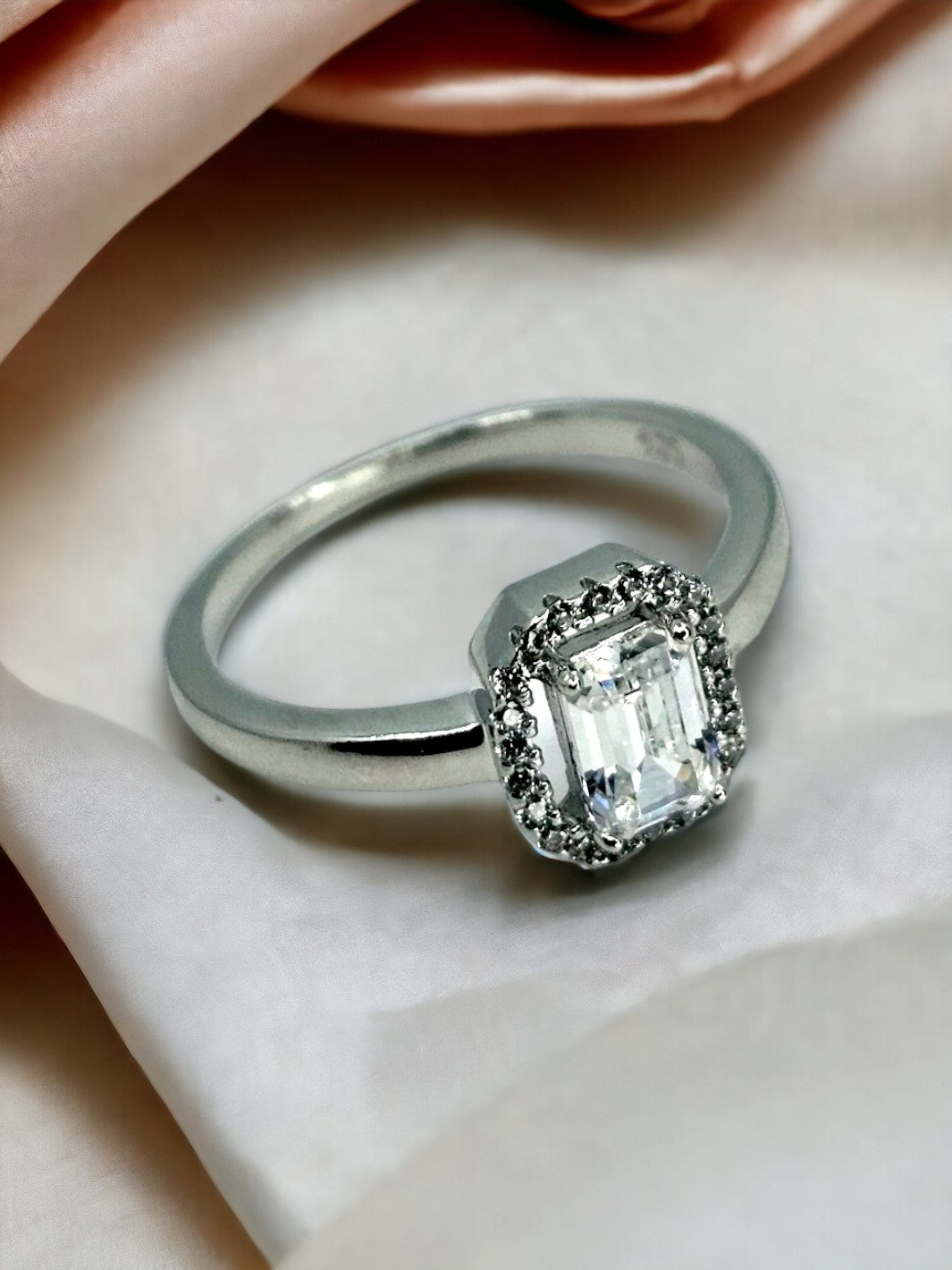 Silver Emerald Cut Ring